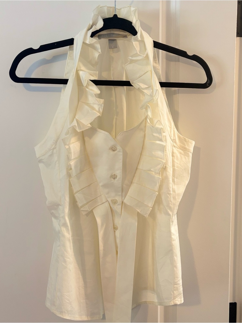 Andy Thê Anh Cream Ruffle Halter sleeveless blouse 🇨🇦